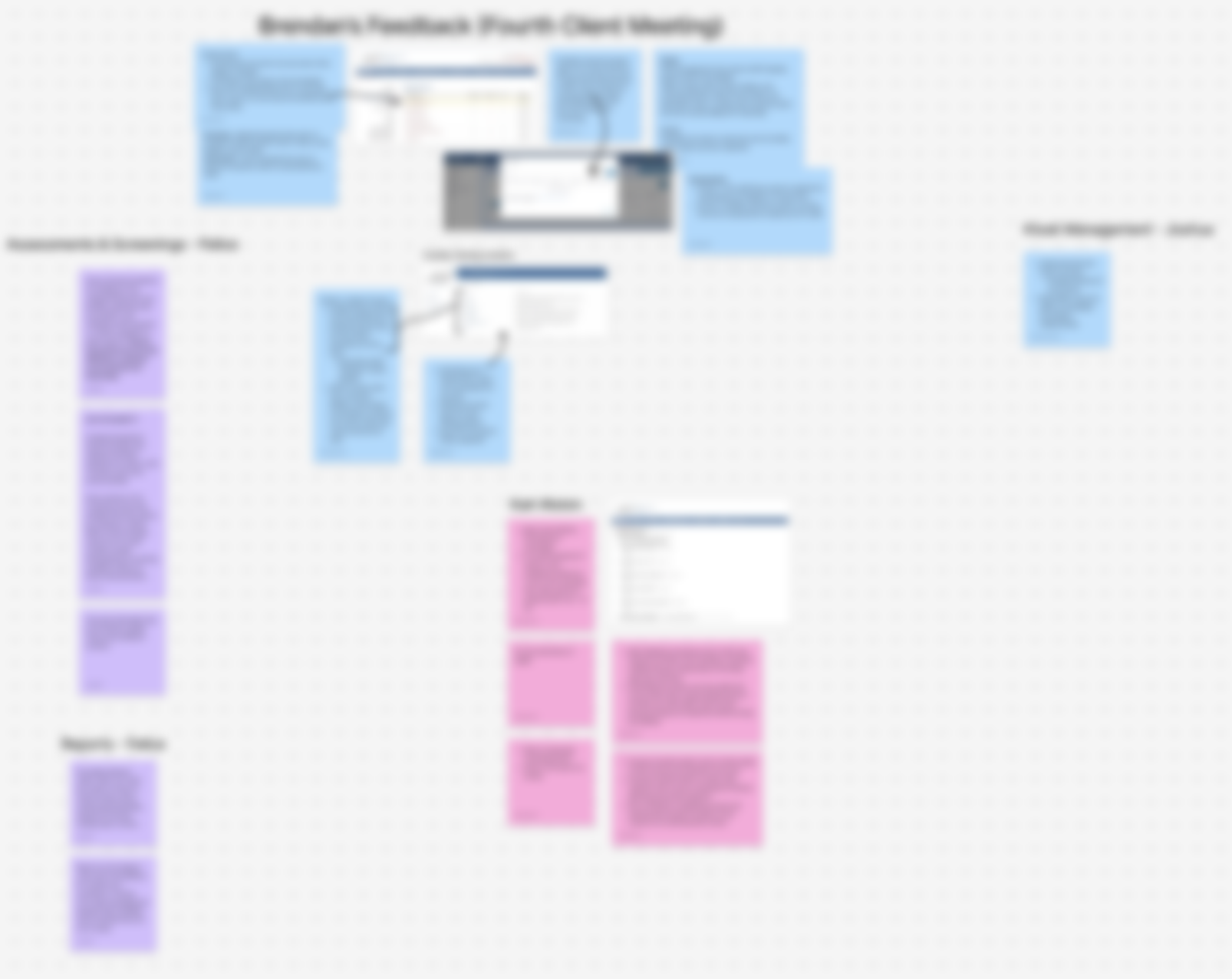 Research findings and feedback themes, blurred for confidentiality