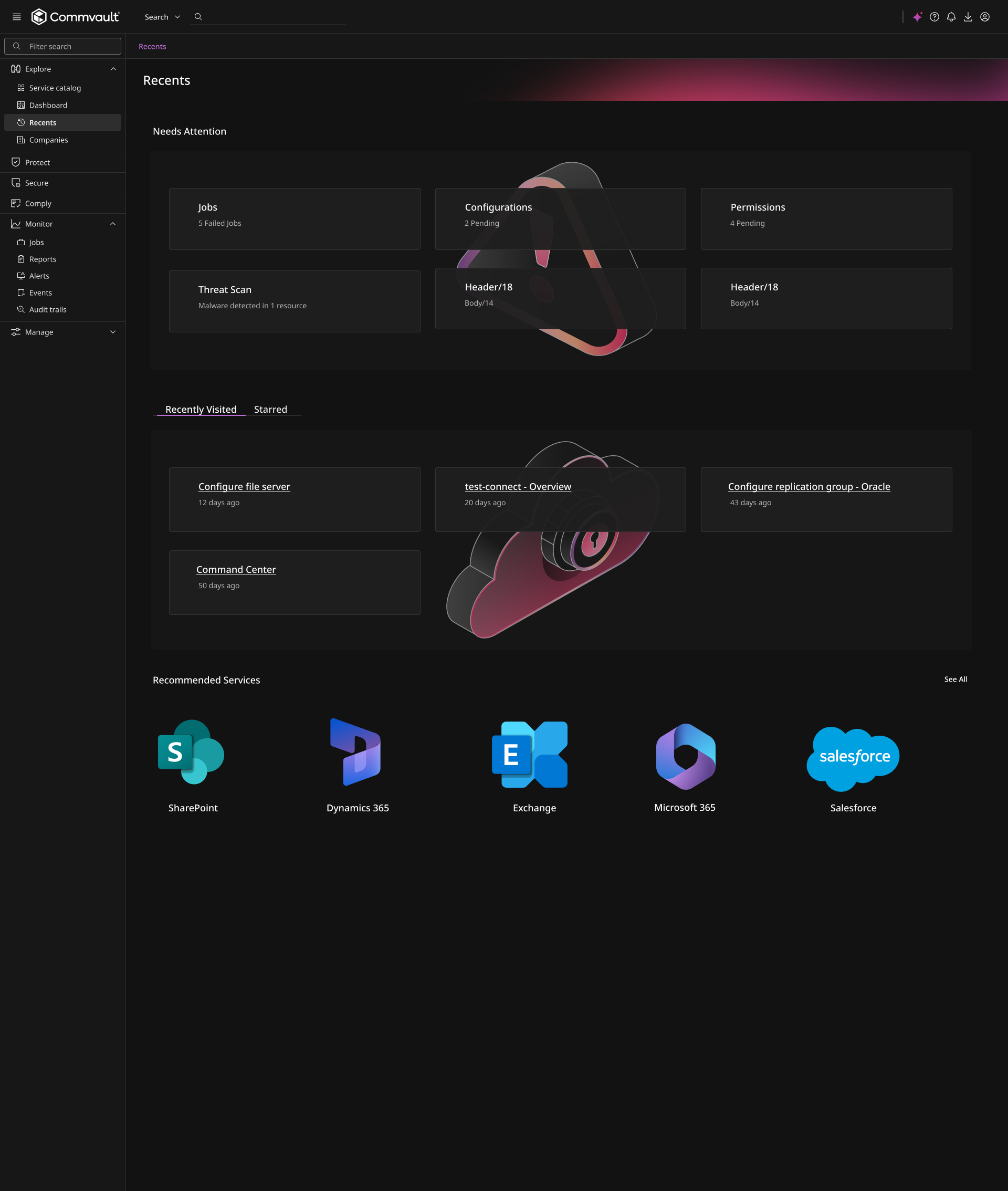 final Recents dashboard design