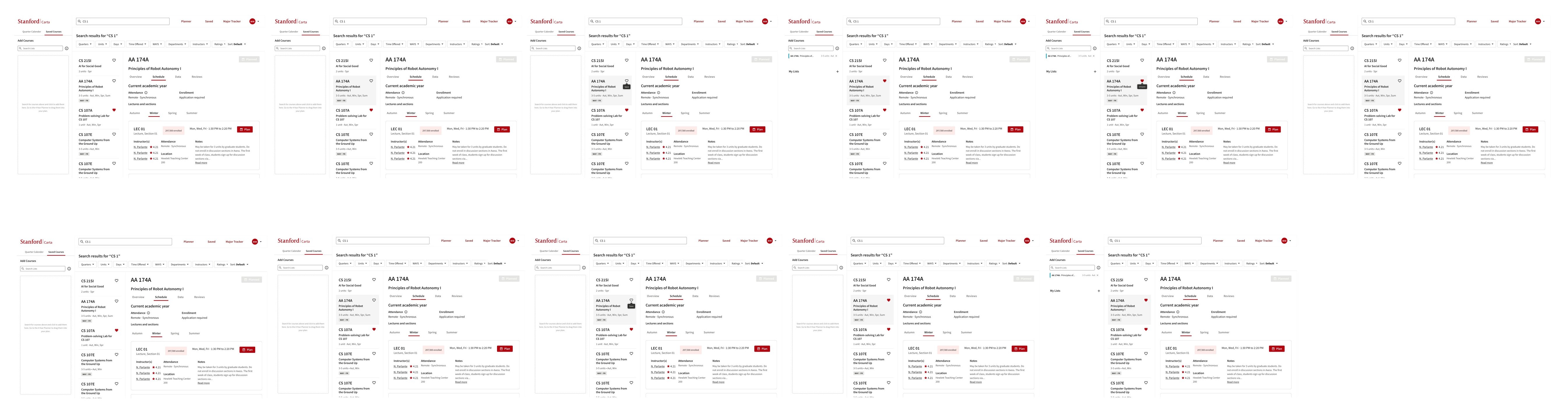High-fidelity prototype screens